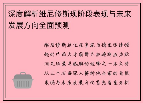 深度解析维尼修斯现阶段表现与未来发展方向全面预测